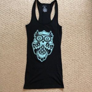 Cute black owl tank top